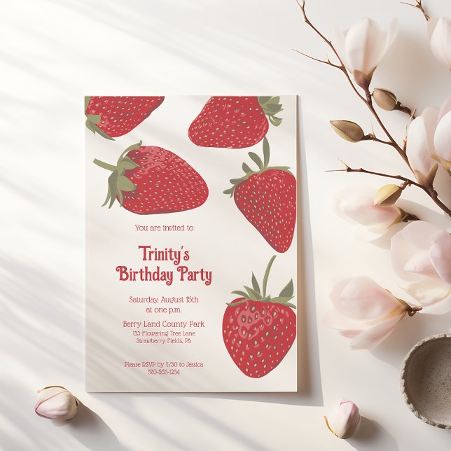 Invitación Fiesta Personalizado de fresas rojas maduras (Subido por el creador)