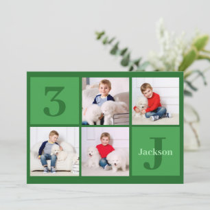 Invitación Fiesta Personalizado de Green Birthday Boy Collage