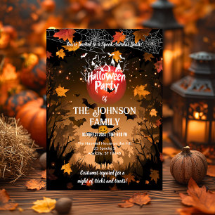 Invitación Fiesta personalizado de Halloween con hojas de oto