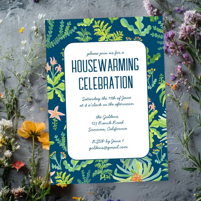 Invitación Fiesta Personalizado de HOSPEDAZA  de Floral Garde (Floral Garden Watercolor Custom HOUSEWARMING PARTY Invitation
)