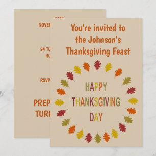 Invitación Fiesta Personalizado de Thankding Oak deja a