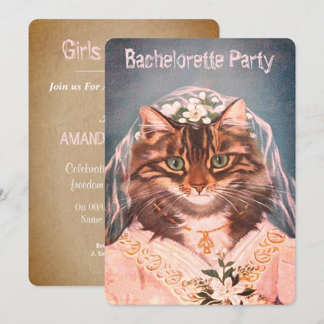 Invitación Fiesta personalizado del bachelorette, ducha (Anverso / Reverso)