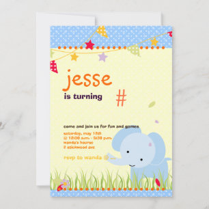 Invitación Fiesta personalizado del elefante azul