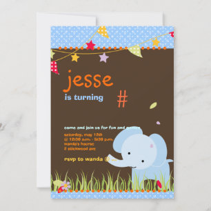 Invitación Fiesta personalizado del elefante azul