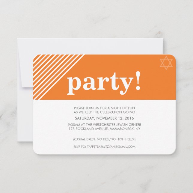 Invitación FIESTA personalizado naranja moderno de nombre en  (Anverso)