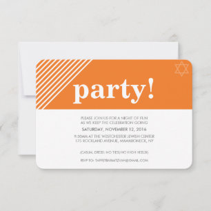 Invitación FIESTA personalizado naranja moderno de nombre en 