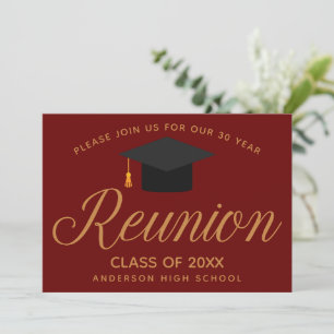Invitación Fiesta Personalizado sindical de maroon Gold High