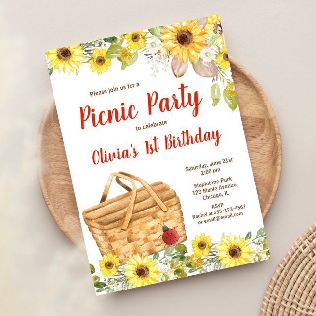 Invitación Fiesta picnic girasoles chica de cumpleaños de ver (Subido por el creador)