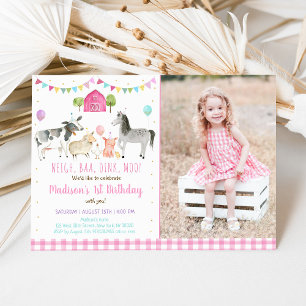 Invitación Fiesta Pink Farm Cumpleaños
