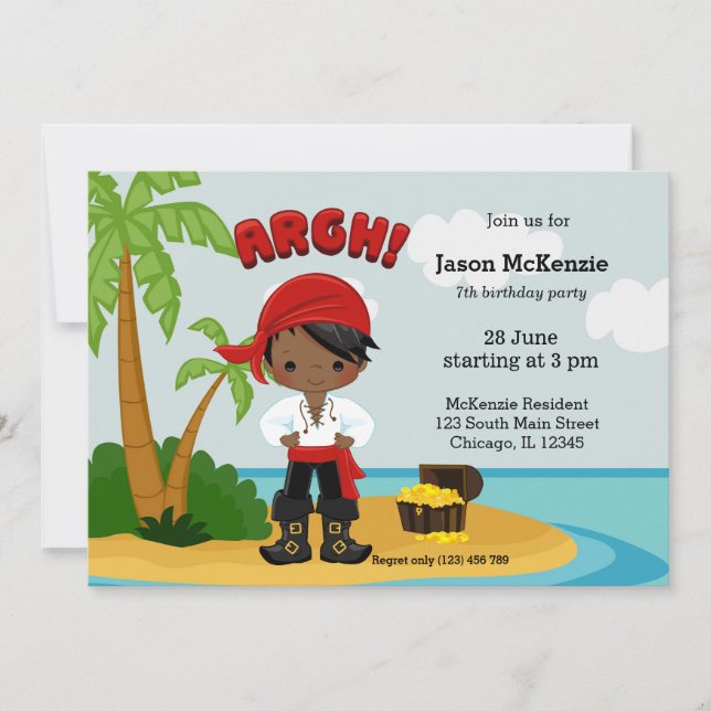 Invitación Fiesta pirata (Anverso)