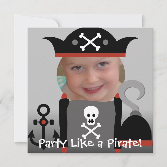 Invitación Fiesta pirata Chica como cumpleaños pirata invita (Anverso)