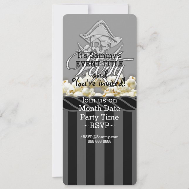 Invitación Fiesta pirata personalizado (Anverso)