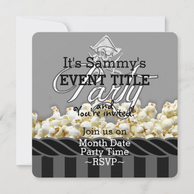 Invitación Fiesta pirata personalizado (Anverso)