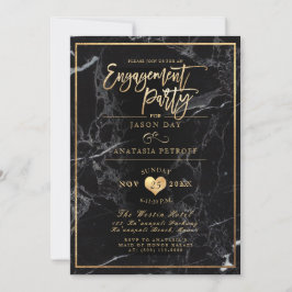 Invitación Fiesta PixDezines Marble/Faux Gold/Engagement