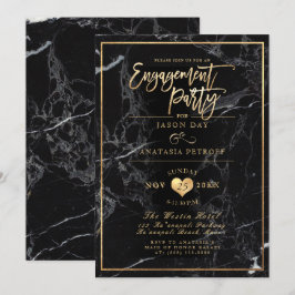 Invitación Fiesta PixDezines Marble/Faux Gold/Engagement