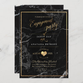 Invitación Fiesta PixDezines Marble/Faux Gold/Engagement