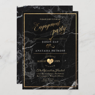 Invitación Fiesta PixDezines Marble/Faux Gold/Engagement