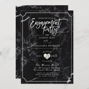 Invitación Fiesta PixDezines Marble/Faux Silver/Engagement