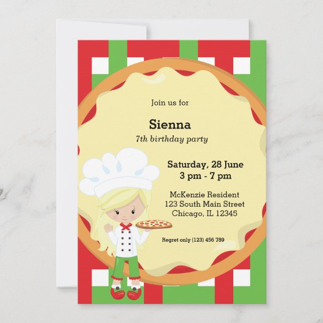 Invitación Fiesta Pizza (Anverso)