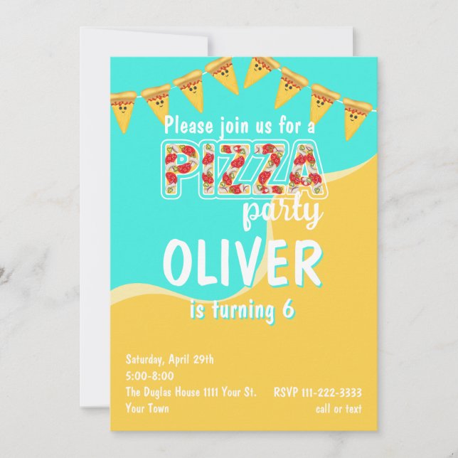 Invitación Fiesta Pizza (Anverso)