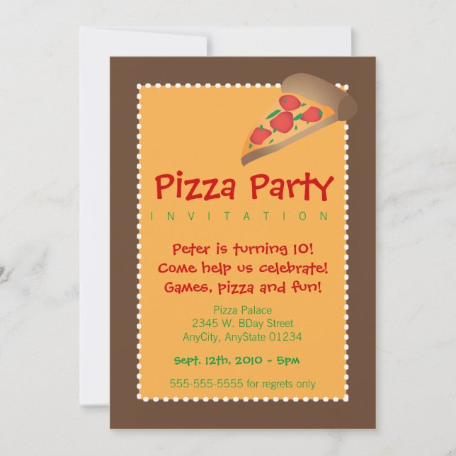 Invitación Fiesta Pizza (Anverso)