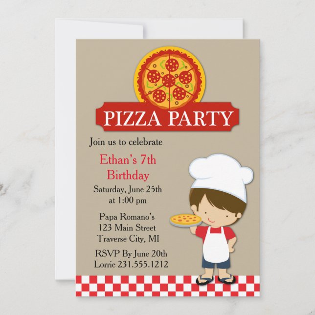 Invitación Fiesta Pizza (Anverso)
