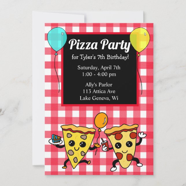Invitación Fiesta Pizza Cumpleaños (Anverso)