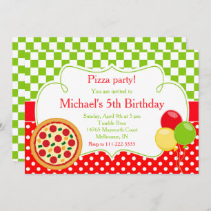 Invitación Fiesta Pizza Cumpleaños