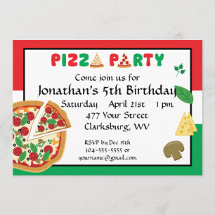 Invitación Fiesta Pizza Cumpleaños