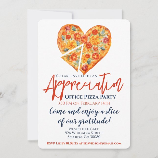 Invitación Fiesta Pizza de Apreciación de Empleados (Anverso)
