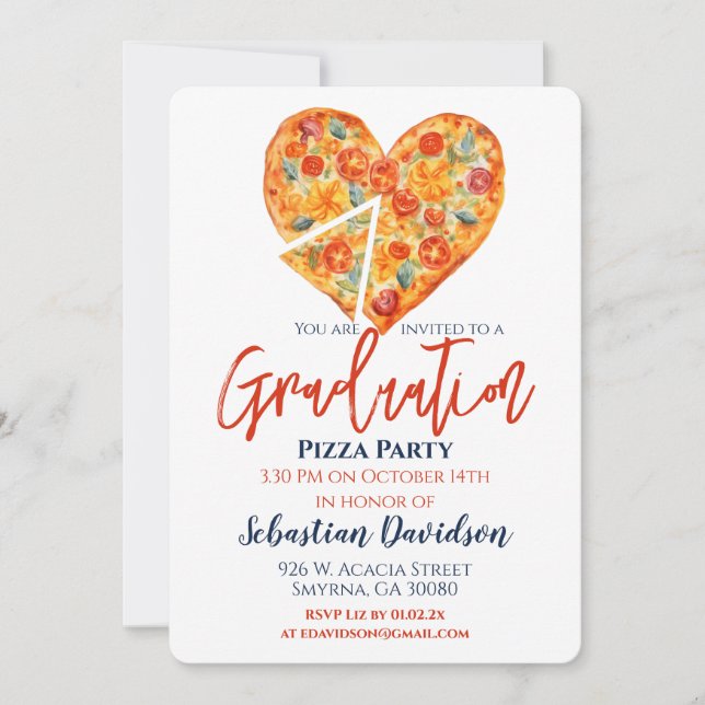 Invitación Fiesta Pizza de Graduación (Anverso)