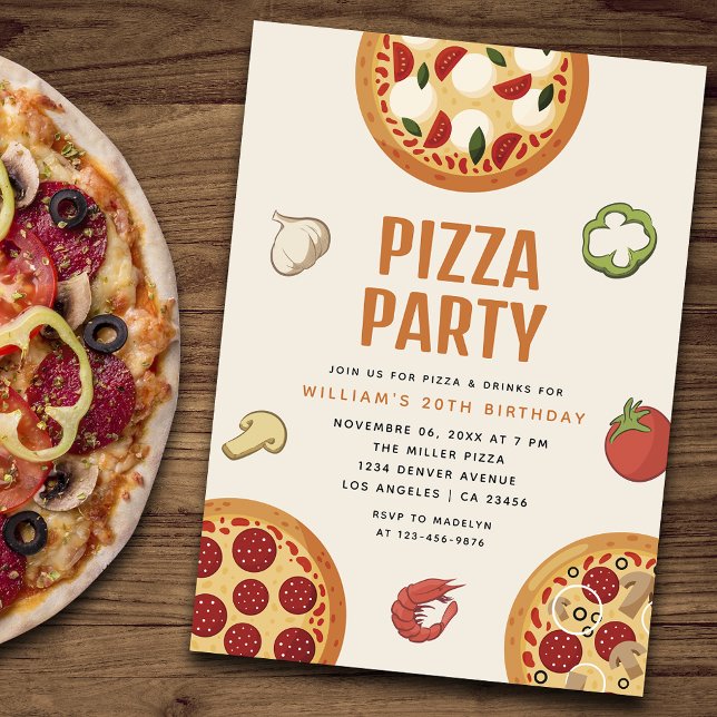 Invitación Fiesta Pizza Moderna e Italiana (Subido por el creador)
