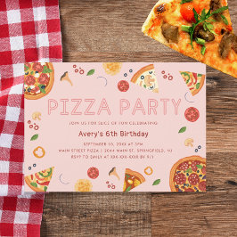 Invitación Fiesta Pizza Moderno Cualquier Año Cumpleaños