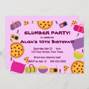 Invitación Fiesta Pizza y Pajama