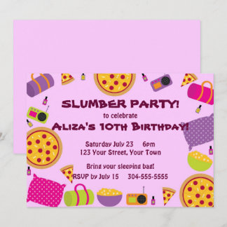 Invitación Fiesta Pizza y Pajama