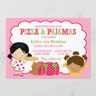 Invitación Fiesta Pizza y Pajamas Sleepover