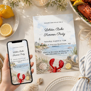 Invitación Fiesta playera de horneado de langosta