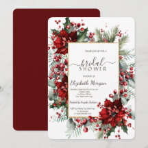 Fiesta Poinsettia Navidad Ducha Nupcial Invernal