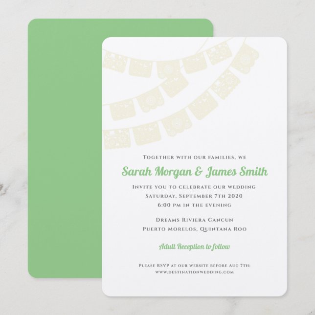 Invitación Fiesta poner crema de la boda del destino de Papel (Anverso / Reverso)
