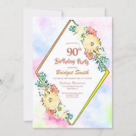 Invitación Fiesta por el cumpleaños 90 de la floral amarilla 