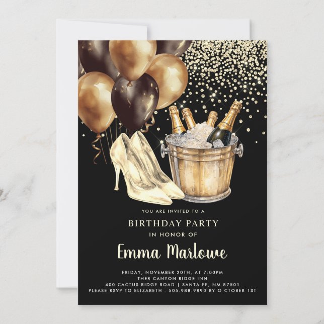 Invitación Fiesta por el cumpleaños de la mujer negra de alto (Anverso)