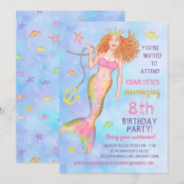 Invitación Fiesta por el cumpleaños de la sirena en Sea Beach