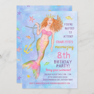 Invitación Fiesta por el cumpleaños de la sirena en Sea Beach