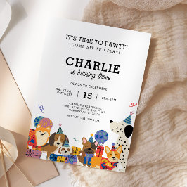 Invitación Fiesta por el cumpleaños de Pawty Dog Puppy