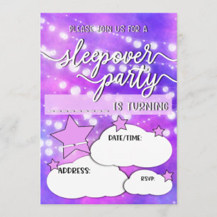 Invitación Fiesta por el cumpleaños de Sleepover Bonito