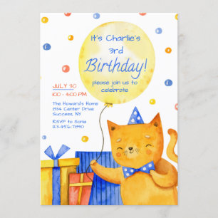 Invitación Fiesta por el cumpleaños del gato