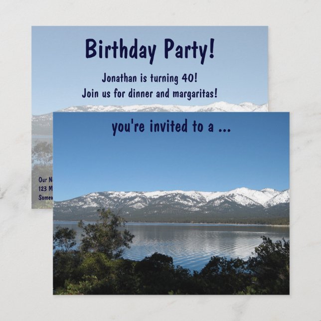 Invitación ¡Fiesta por el cumpleaños del lago Tahoe! (Anverso / Reverso)