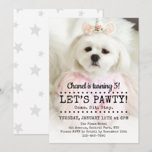 Invitación Fiesta por el cumpleaños del Mascota Let's Pawty P
