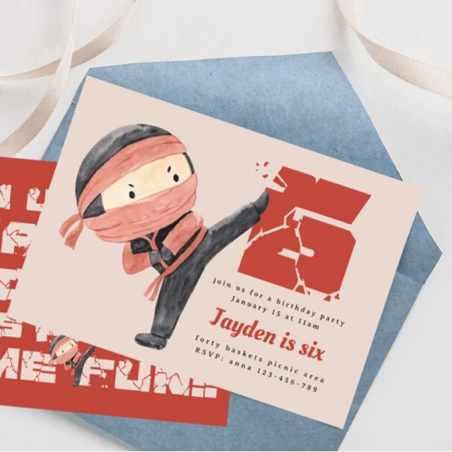 Invitación Fiesta por el cumpleaños Ninja, niños por el sexto (Subido por el creador)