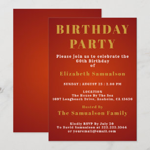 Invitación Fiesta por el cumpleaños rojo de los 60 años